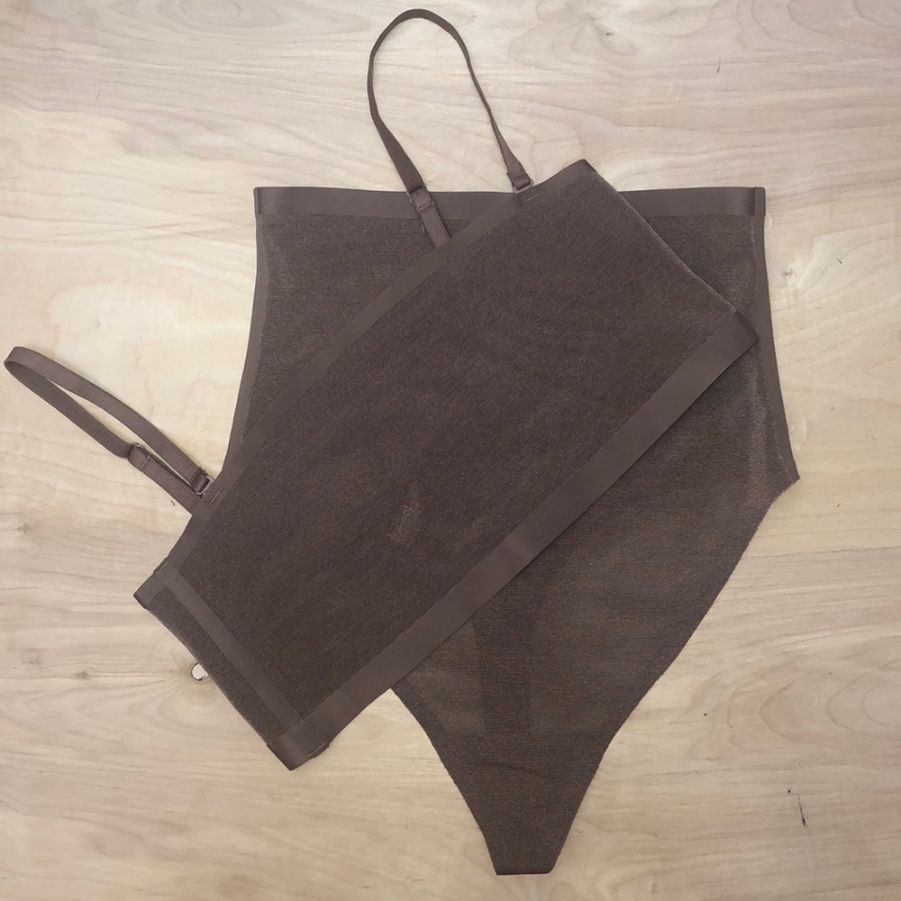 Skims Seamless Sheer Sculpt Bandeau and High Waisted Thong Size Large Set NWOT